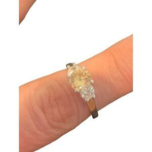 New Women's Cute & Dainty Amber/Clear CZ